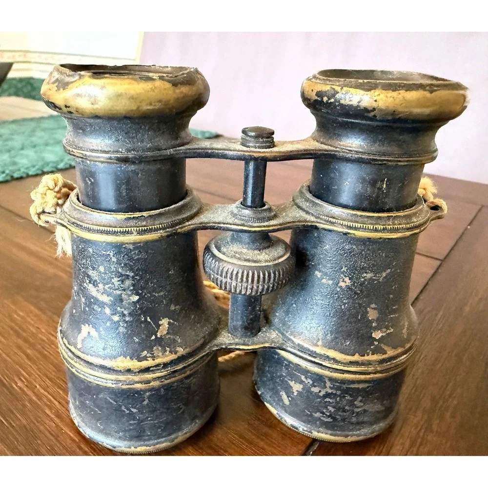 Antique Brass Field Glasses Binoculars Black Patina Vintage Maritime Decor 4.5in